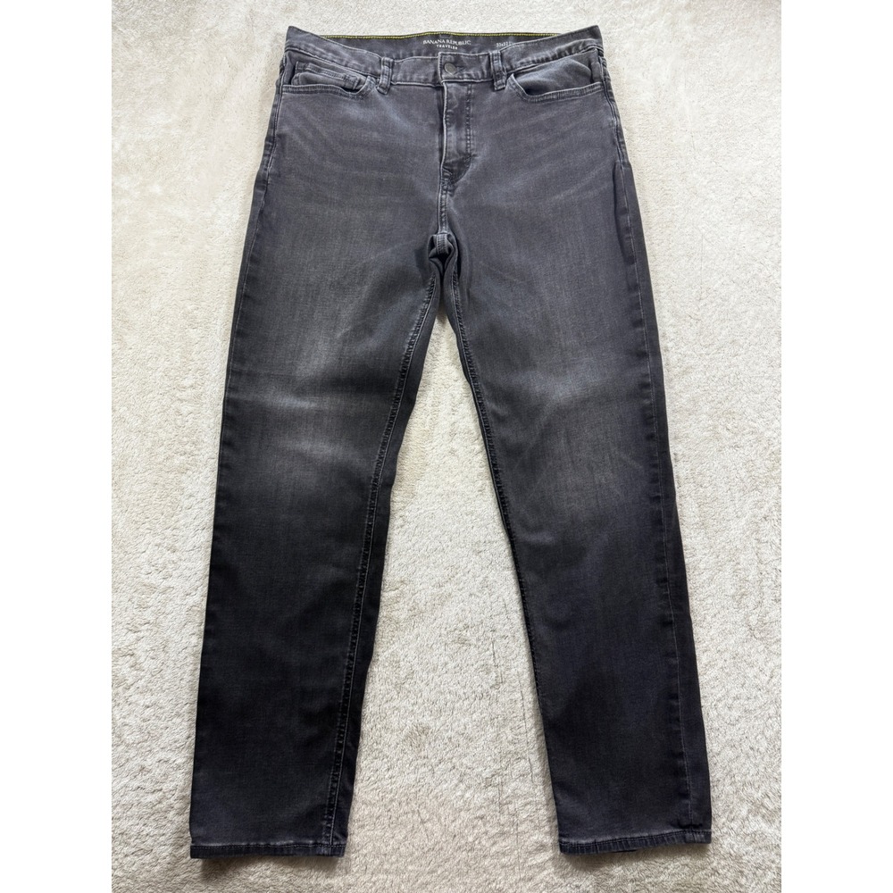 Banana Republic Mens Traveler Slim‎ Fit Stretch Gray Jeans 33x32 Meas: 33x29.5
